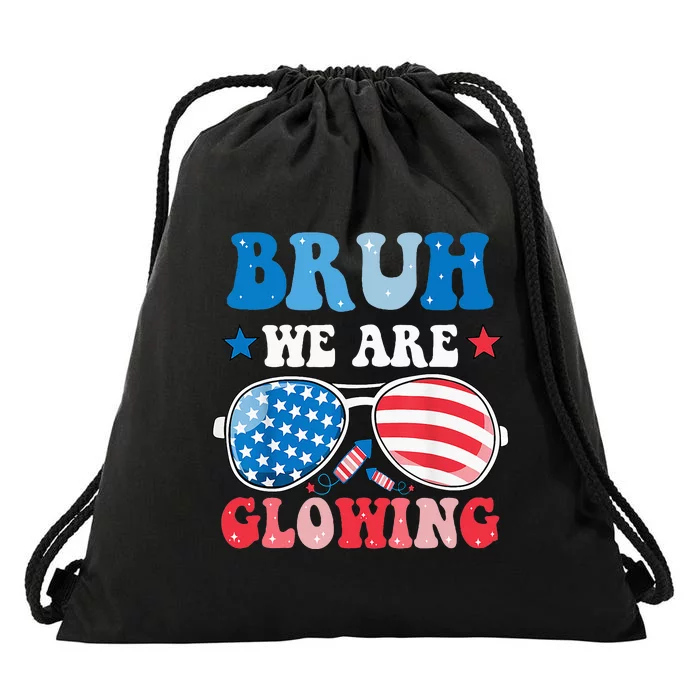 Bruh We Are Glowing Hello Summer Vacation Trips Drawstring Bag