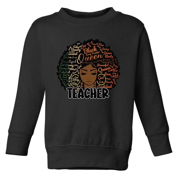 Black Woman Afro Teacher Black History Juneteenth Toddler Sweatshirt