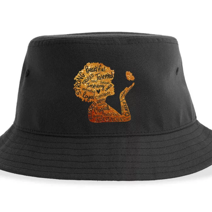 Black Woman Afro African Queen Melanin History Month BLM Sustainable Bucket Hat