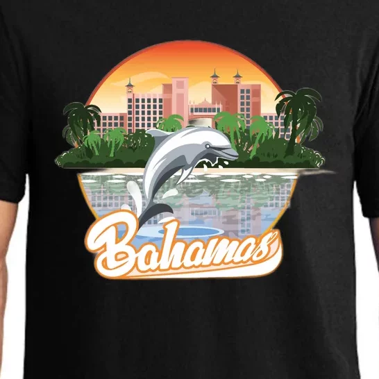 Bahamas With A Playing Dolphin And Hotels Pajama Set