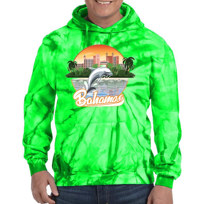 Bahamas With A Playing Dolphin And Hotels Tie Dye Hoodie