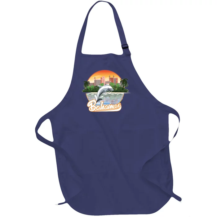 Bahamas With A Playing Dolphin And Hotels Full-Length Apron With Pocket