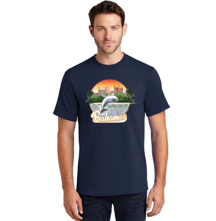 Bahamas With A Playing Dolphin And Hotels Tall T-Shirt