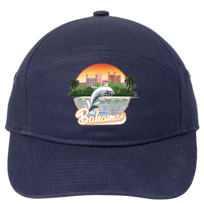 Bahamas With A Playing Dolphin And Hotels 7-Panel Snapback Hat