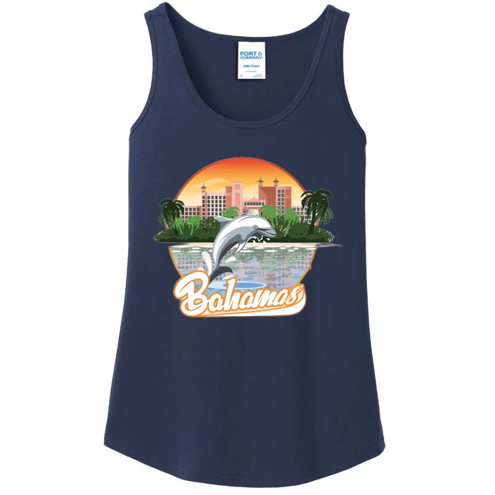 Bahamas With A Playing Dolphin And Hotels Ladies Essential Tank