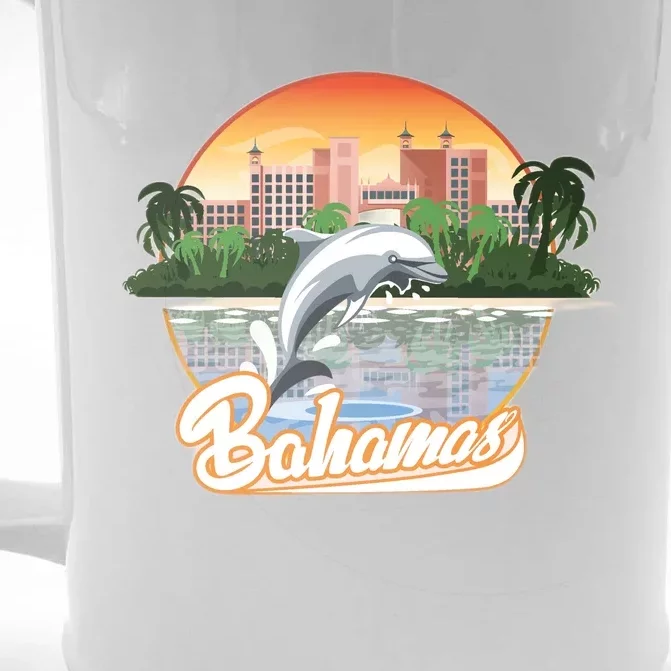 Bahamas With A Playing Dolphin And Hotels Front & Back Beer Stein