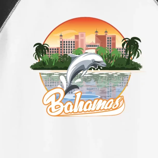 Bahamas With A Playing Dolphin And Hotels Toddler Fine Jersey T-Shirt