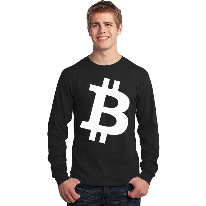 Big White Btc Bitcoin Logo Cryptocurrency Graphic Designs Long Sleeve Shirt