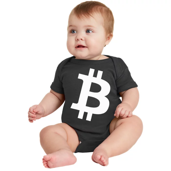 Big White Btc Bitcoin Logo Cryptocurrency Graphic Designs Baby Bodysuit