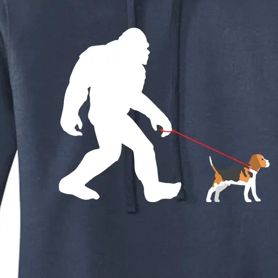 Bigfoot Walking Beagle Sasquatch With Beagle Dog Women's Pullover Hoodie