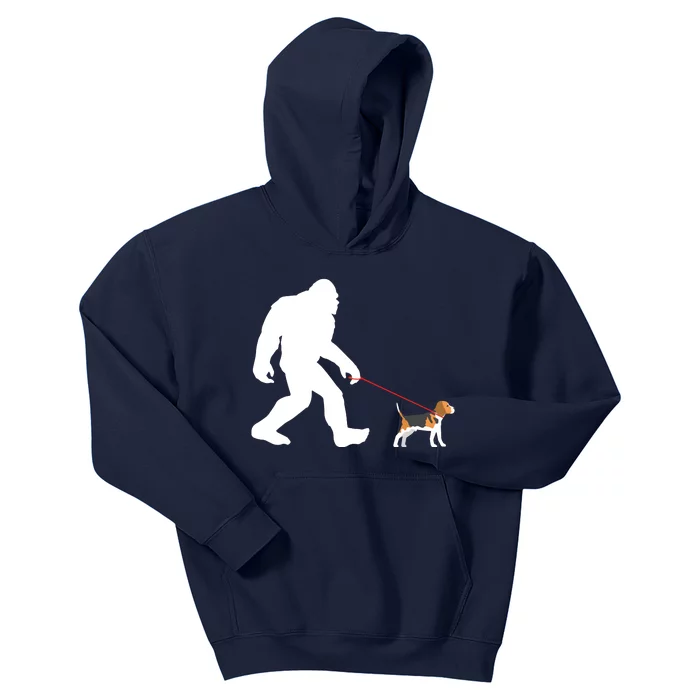 Bigfoot Walking Beagle Sasquatch With Beagle Dog Kids Hoodie