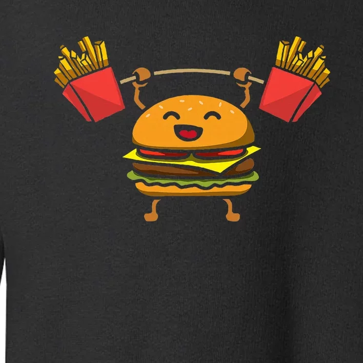 Burger Weightlifting Bodybuilder Muscle Hamburger Workout Toddler Sweatshirt