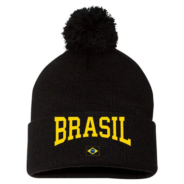 Brazil Women Brasil Brazilian Flag Green Pom Pom 12in Knit Beanie