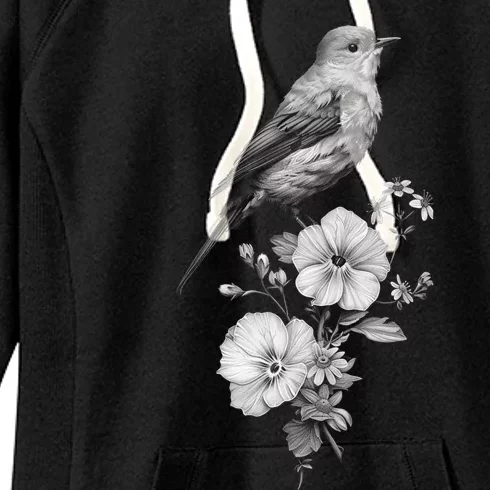 Bird Watching Bird Floral Design Birdwatching Gift Idea Cool Gift Women's Fleece Hoodie