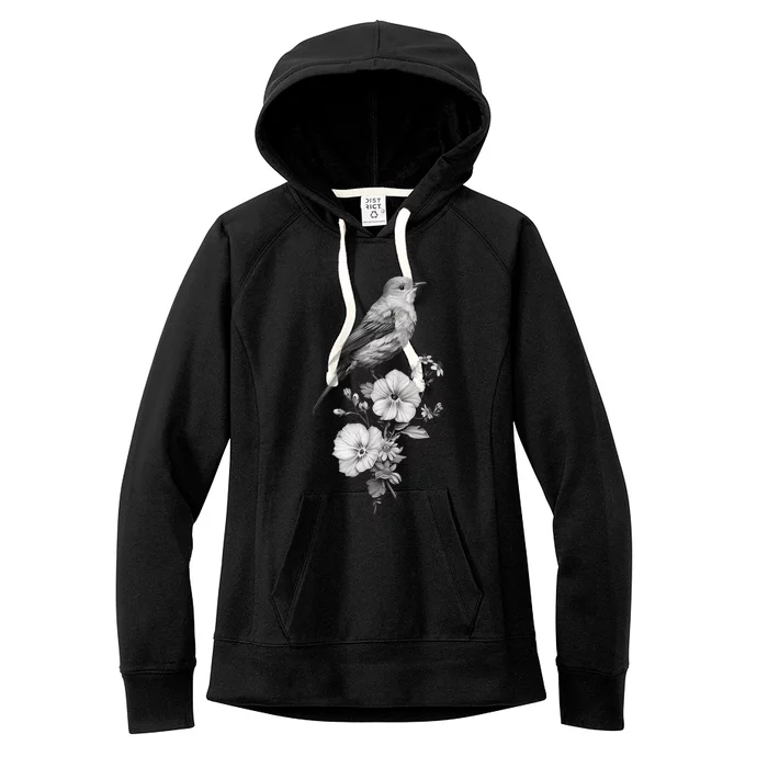 Bird Watching Bird Floral Design Birdwatching Gift Idea Cool Gift Women's Fleece Hoodie