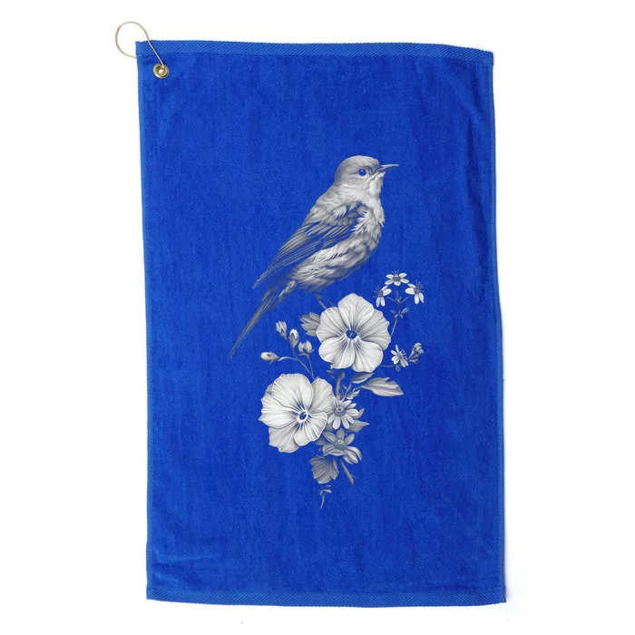 Bird Watching Bird Floral Design Birdwatching Gift Idea Cool Gift Platinum Collection Golf Towel