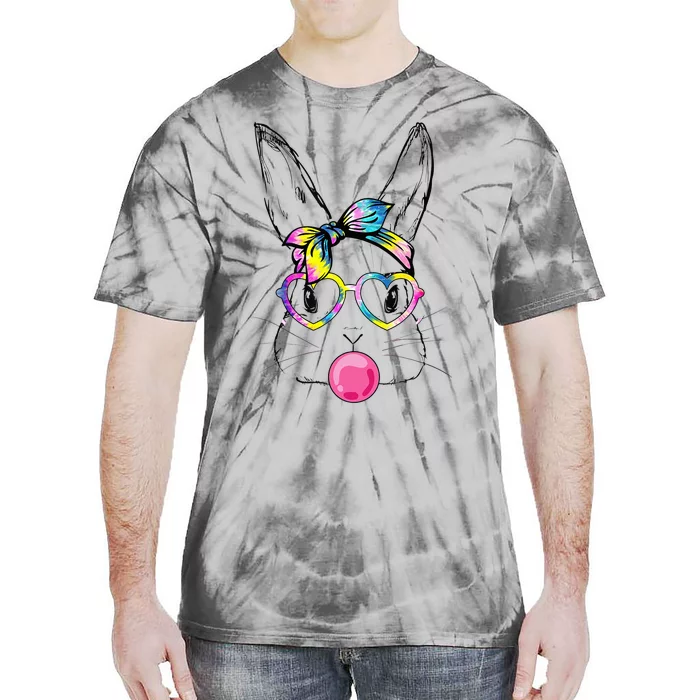 Bunny With Bandana Heart Glasses Easter Day Tie-Dye T-Shirt