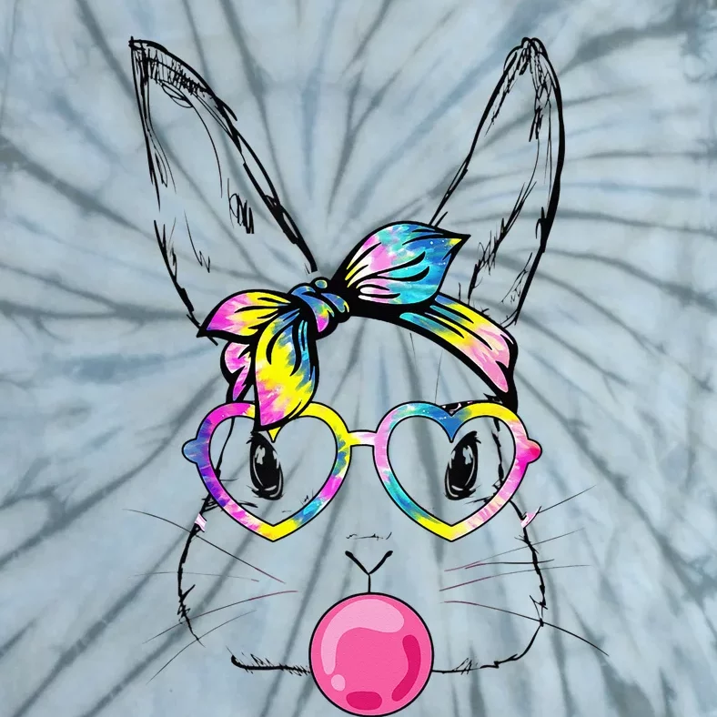 Bunny With Bandana Heart Glasses Easter Day Tie-Dye T-Shirt