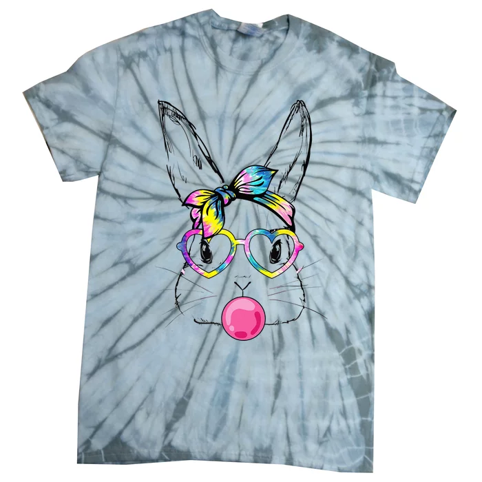 Bunny With Bandana Heart Glasses Easter Day Tie-Dye T-Shirt