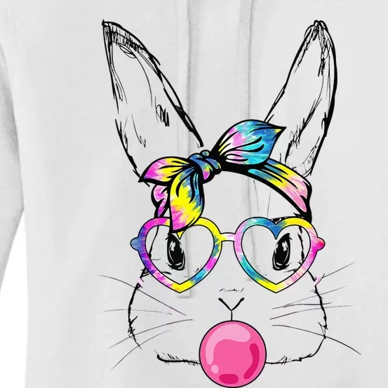 Bunny With Bandana Heart Glasses Easter Day Women's Pullover Hoodie