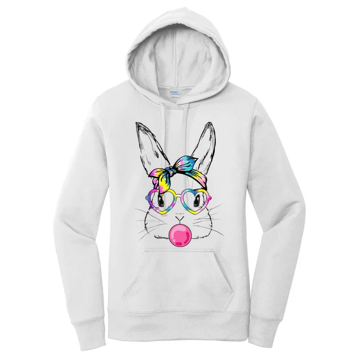 Bunny With Bandana Heart Glasses Easter Day Women's Pullover Hoodie