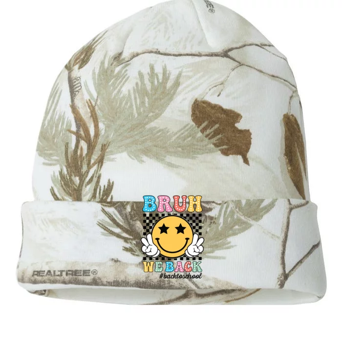 Bruh We Back Teachers Retro Back To School Boy Girl Kati - 12in Camo Beanie