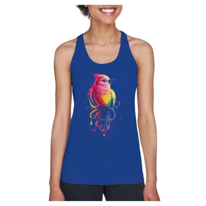 Bird Watching Birder Colorful Bird Art Birdwatching Gift Cute Gift Women's Racerback Tank