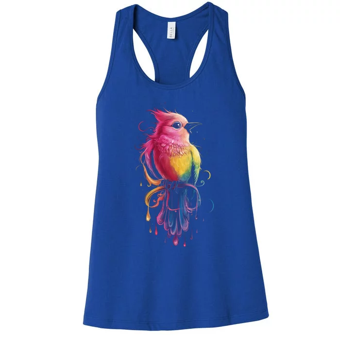 Bird Watching Birder Colorful Bird Art Birdwatching Gift Cute Gift Women's Racerback Tank