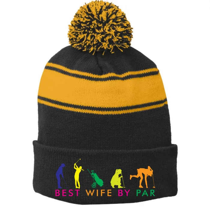 Best Wife By Par Stripe Pom Pom Beanie