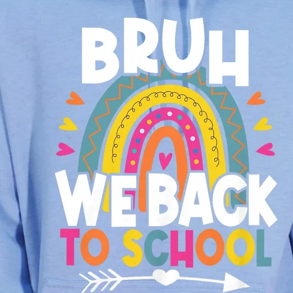 Bruh We Back Teachers Back To School Bruh We Back Rainbow Unisex Surf Hoodie