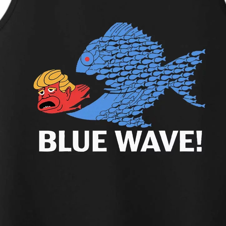 Blue Wave Big Fish Eat Little Fish Trump Hair Performance Tank