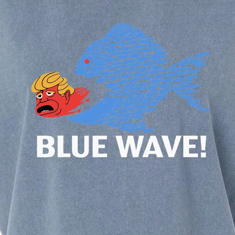 Blue Wave Big Fish Eat Little Fish Trump Hair Garment-Dyed Women's Muscle Tee