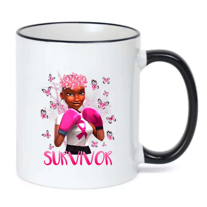 Black Women Breast Cancer Survivor Breast Cancer Awareness Black Color Changing Mug