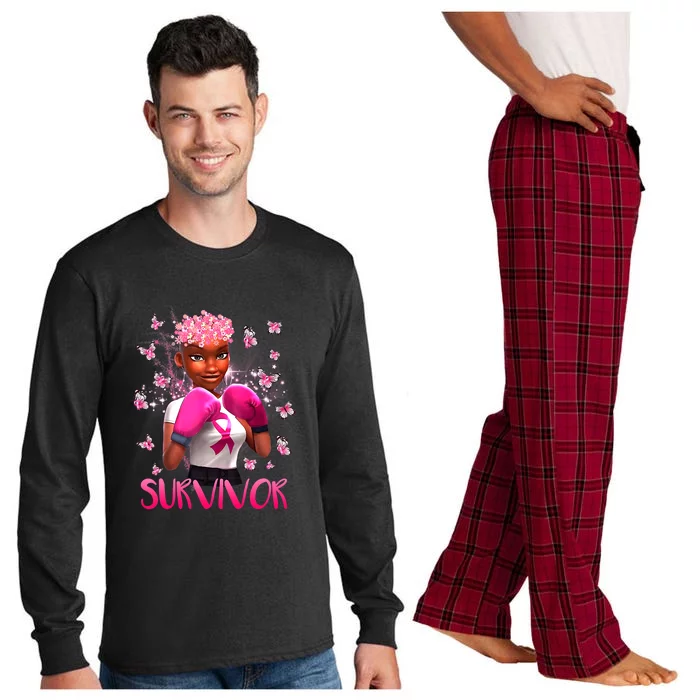 Black Women Breast Cancer Survivor Breast Cancer Awareness Long Sleeve Pajama Set