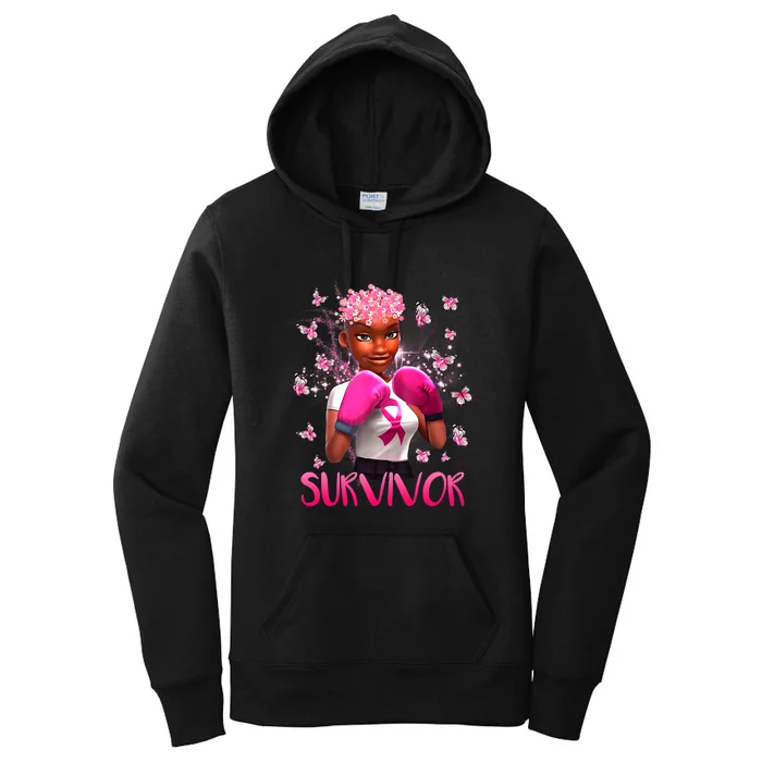 Black Women Breast Cancer Survivor Breast Cancer Awareness Women's Pullover Hoodie