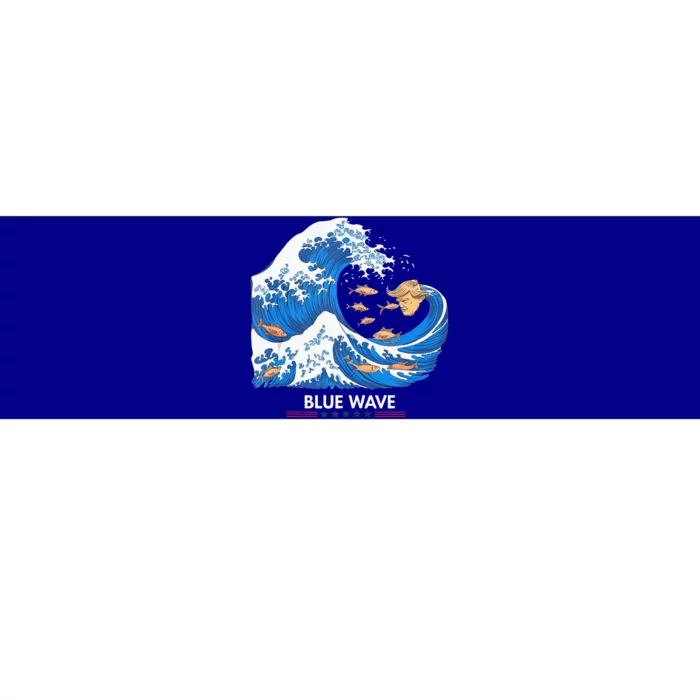 Blue Wave Big Fish Eat Little Fish Trump Hair Bumper Sticker