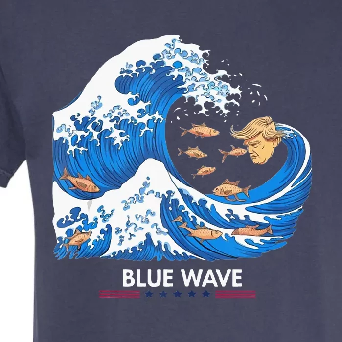 Blue Wave Big Fish Eat Little Fish Trump Hair Garment-Dyed Heavyweight T-Shirt