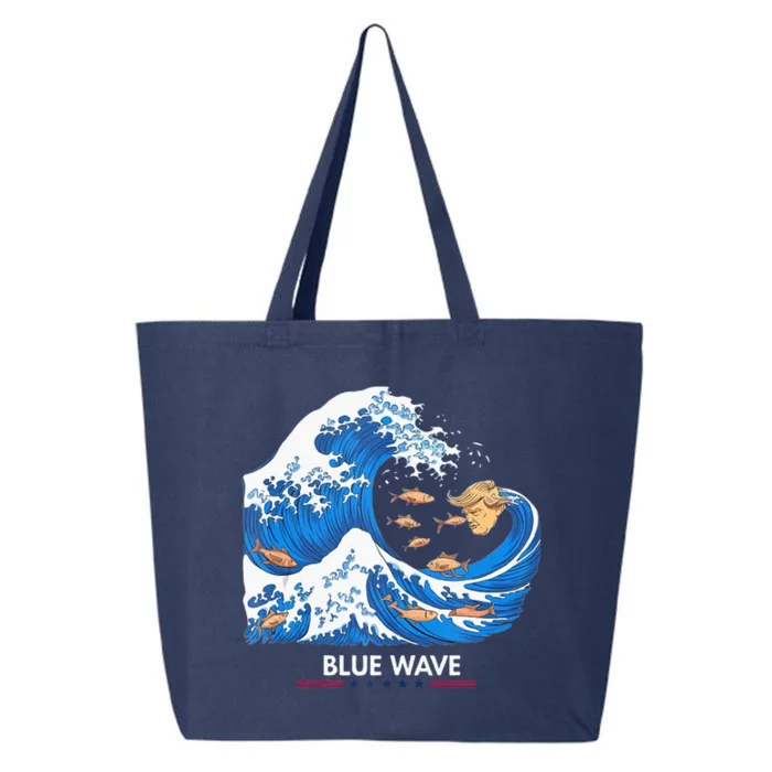 Blue Wave Big Fish Eat Little Fish Trump Hair 25L Jumbo Tote