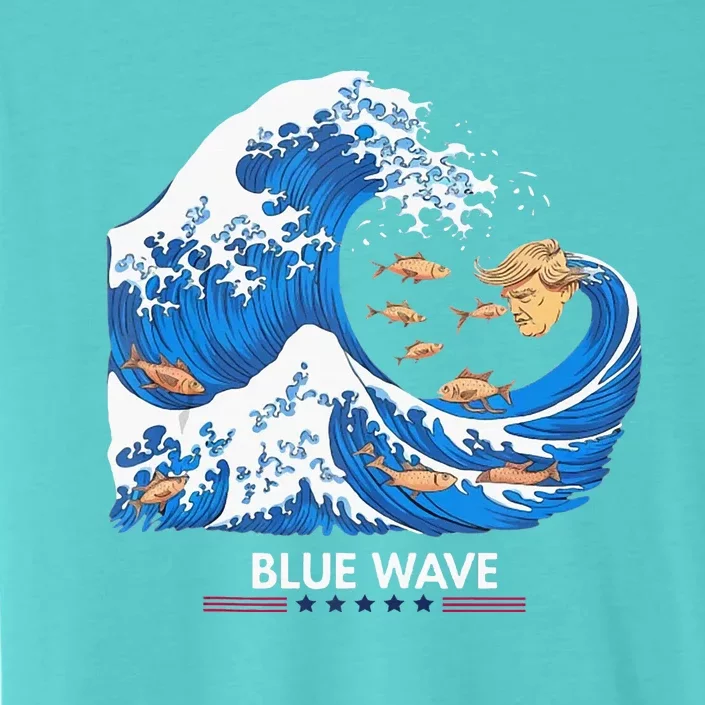 Blue Wave Big Fish Eat Little Fish Trump Hair ChromaSoft Performance T-Shirt