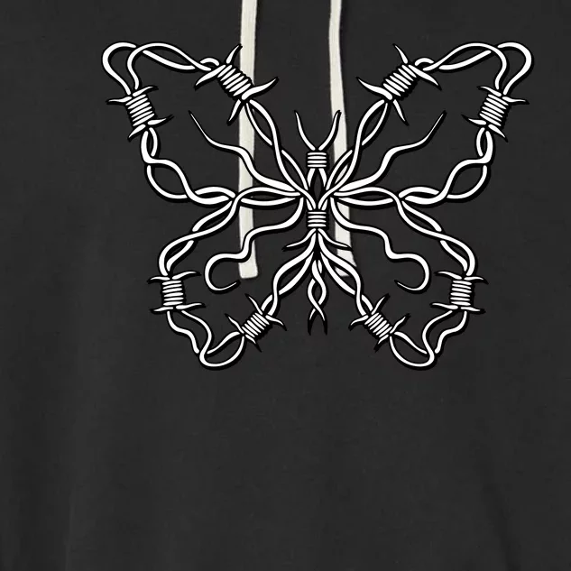 Barbed Wire Butterfly Garment-Dyed Fleece Hoodie