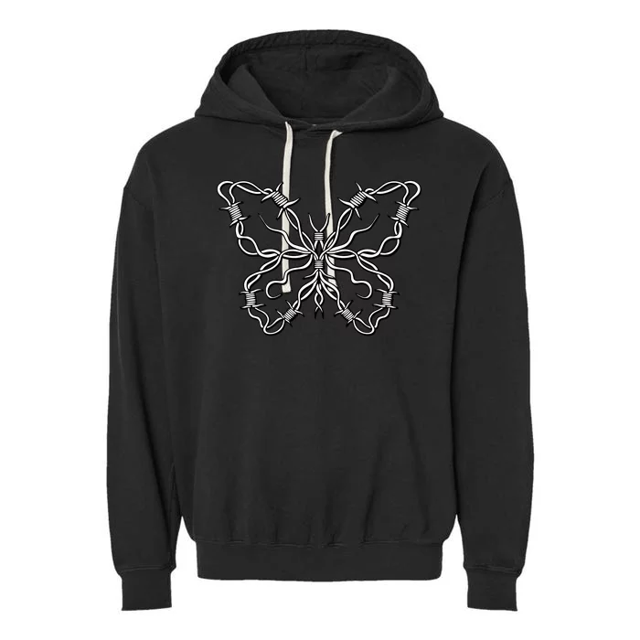 Barbed Wire Butterfly Garment-Dyed Fleece Hoodie