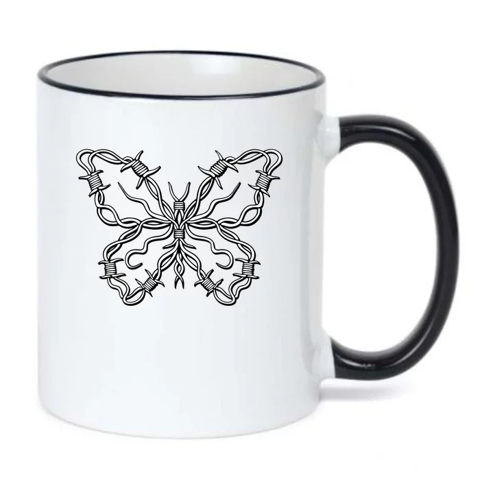 Barbed Wire Butterfly Black Color Changing Mug