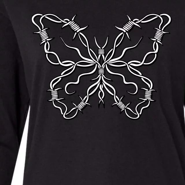 Barbed Wire Butterfly Womens Cotton Relaxed Long Sleeve T-Shirt