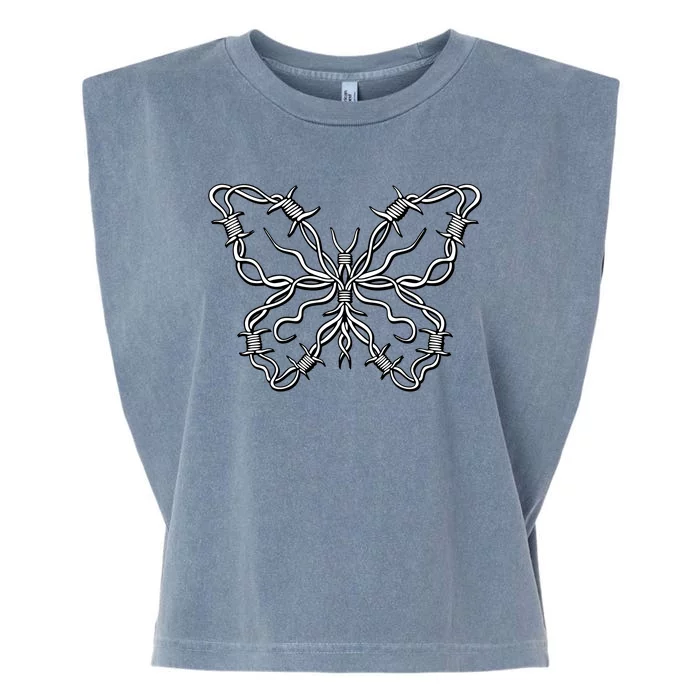 Barbed Wire Butterfly Garment-Dyed Women's Muscle Tee