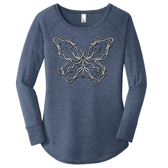 Barbed Wire Butterfly Women's Perfect Tri Tunic Long Sleeve Shirt