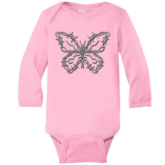 Barbed Wire Butterfly Baby Long Sleeve Bodysuit