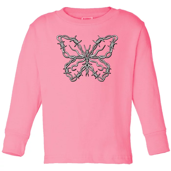 Barbed Wire Butterfly Toddler Long Sleeve Shirt