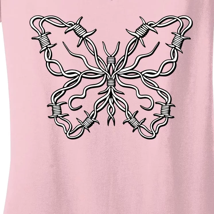 Barbed Wire Butterfly Women's V-Neck T-Shirt