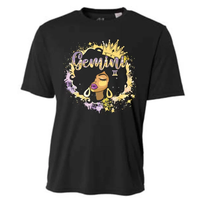 Black Women Birthday Melanin Girl Gemini Queen Cooling Performance Crew T-Shirt