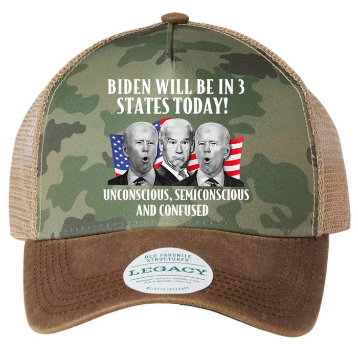 Biden Will Be In 3 States Today Funny Joe Biden Anti Biden Legacy Tie Dye Trucker Hat